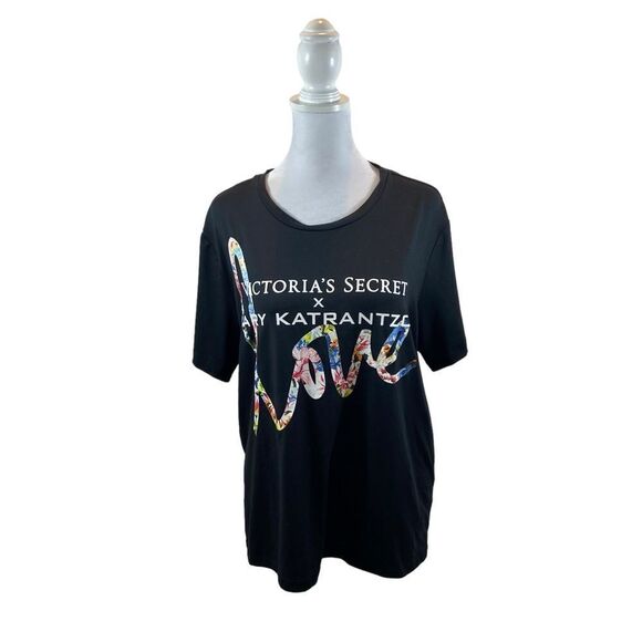 Victoria’s Secret x Mary Katrantzou Collab LOVE Floral Print T-Shirt Black Large - Picture 4 of 9